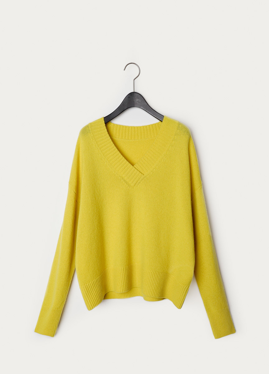 簡約亮彩V領純羊毛針織上衣 